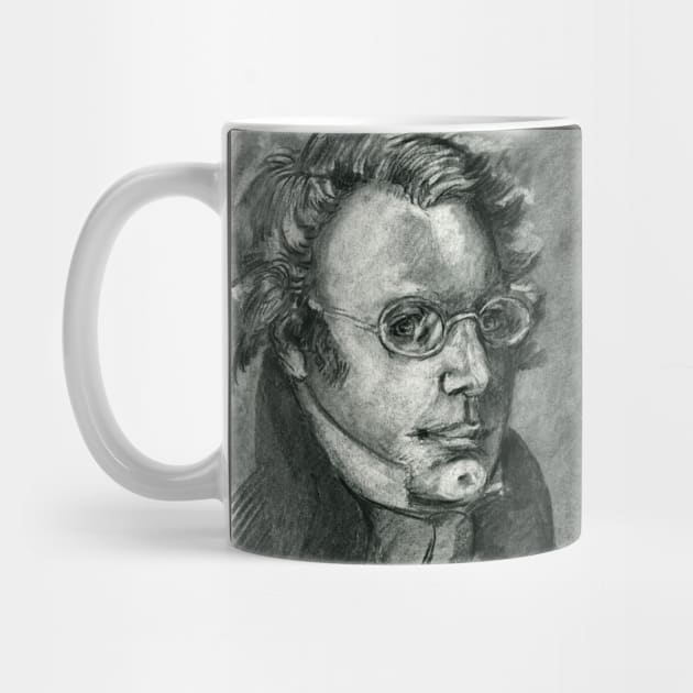 Franz Schubert - charcoal portrait by Karolina Studena-art